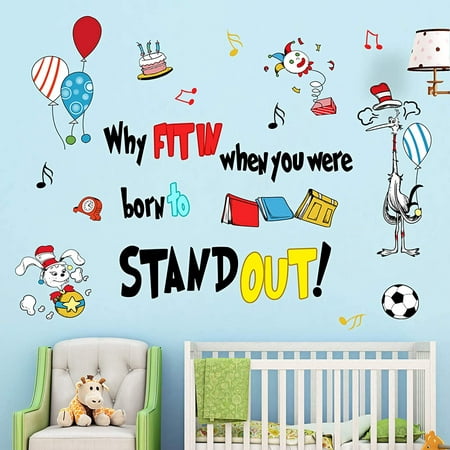 Dr Seuss "Why Fit In" Wall Quote Sticker Nursery Decal Kids Decor Lettering Art 